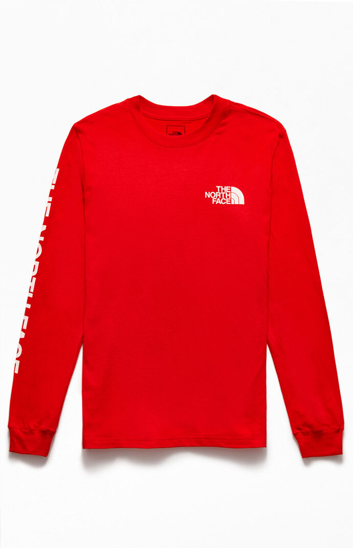 red north face long sleeve