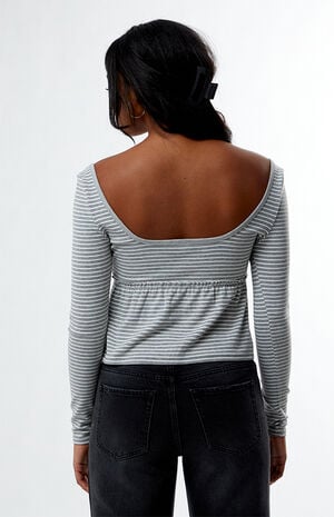 Striped Long Sleeve Babydoll Top image number 3