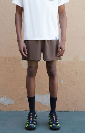 Active Brown Mesh Running Shorts image number 2