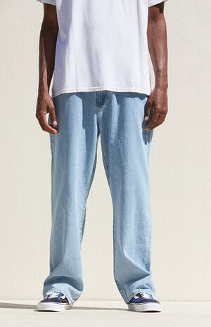 Medium Wash Baggy Carpenter Graphic Jeans image number 3