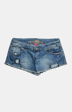 2000s Y2K Studded Low Rise Micro Jean Shorts image number 1