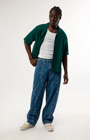Barbed Wire Check-5 Baggy Jeans image number 1