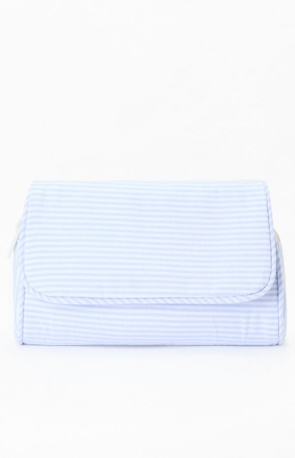 Blue & White Striped Cosmetic Bag