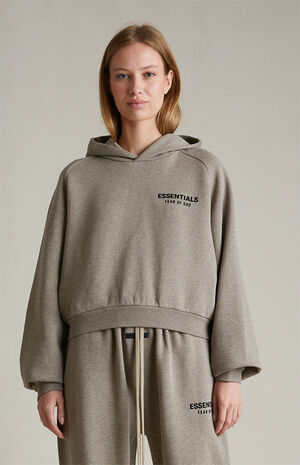 Women's Heather Grey Fleece Cropped Hoodie image number 2