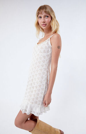 Lace Trim Tiered Mini Dress image number 3