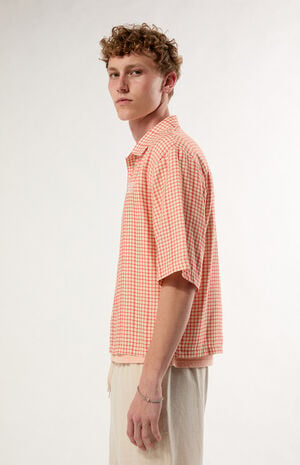 Carmel Plaid Short Sleeve Button Down Shirt image number 3