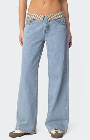 Peekaboo Plaid Low Rise Jeans image number 2