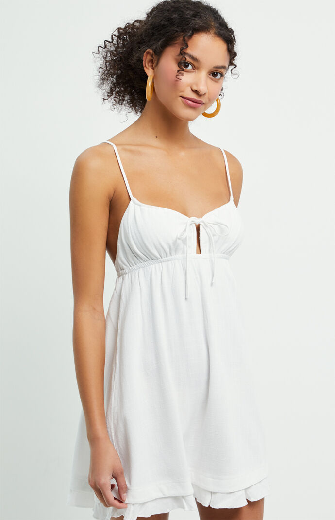 white linen babydoll dress