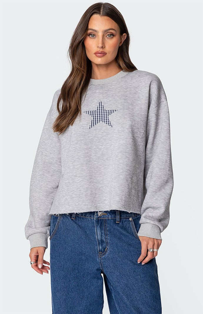 Edikted Gingham Star Sweatshirt | PacSun Edikted Gingham Star Sweatshirt | PacSun