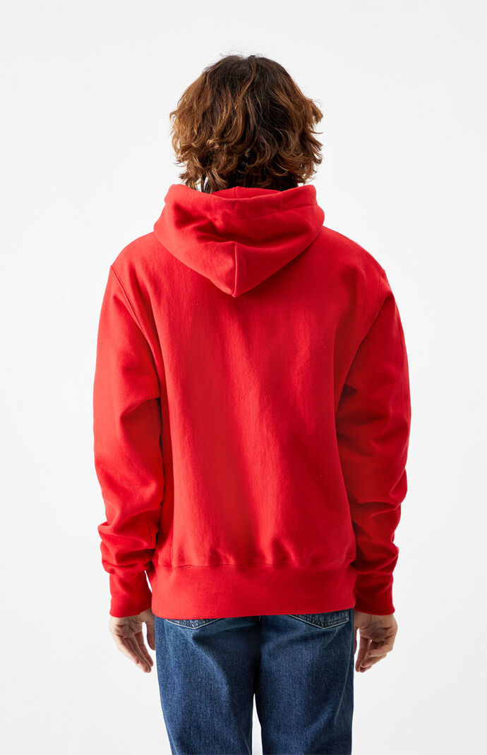 Script Embroidered Reverse Weave Pullover Hoodie