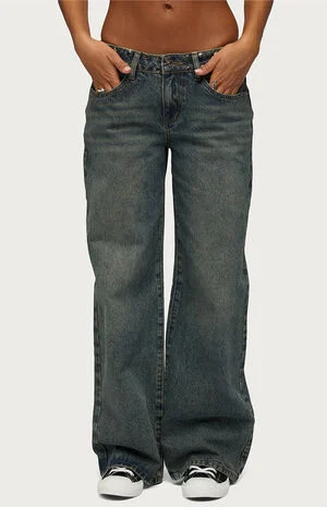 NYC Studded Low Rise Baggy Jeans image number 1