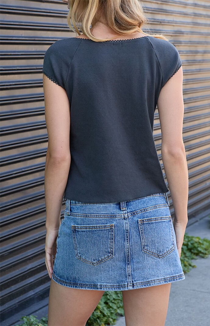 John Galt Black Noa Tie Front Top