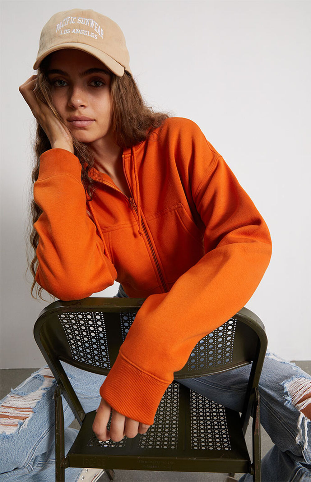 Cropped zip up hoodie pacsun Clearance