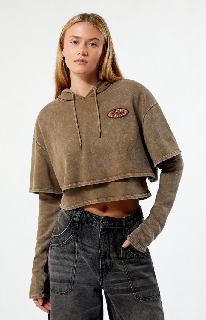 【ANGLAN】Vintage Washed Corduroy Crop Hoodie Jumper CH00001-GRY_2_b338b176-d910-