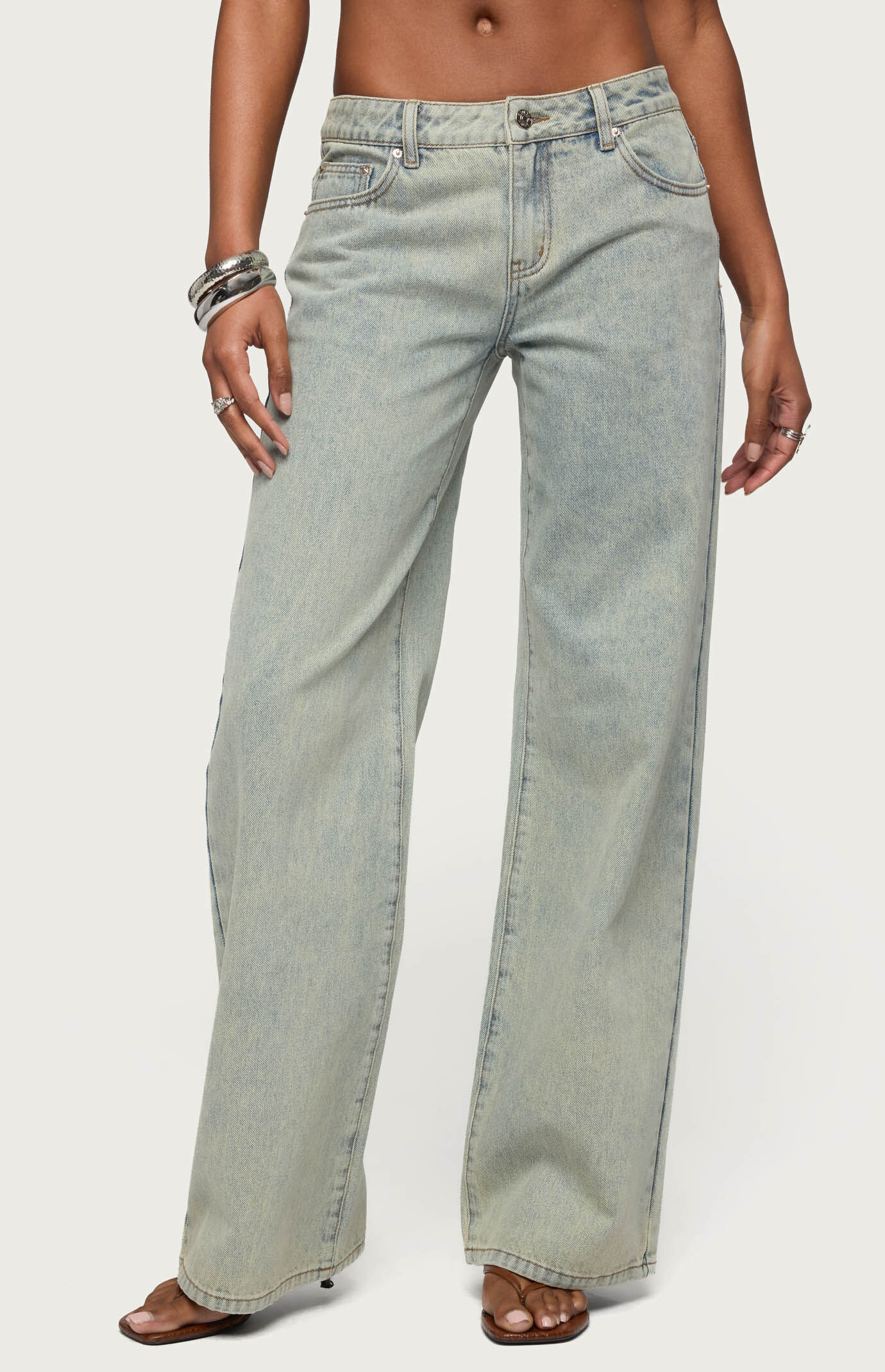 Edikted Tall Magda Acid Wash Low Rise Baggy Jeans