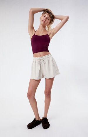 Linen Elastic Waist Shorts image number 2