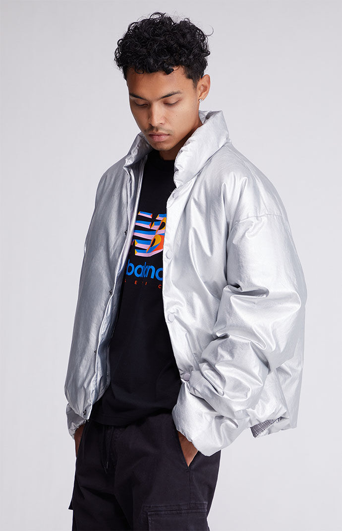 black and silver puffer jacket