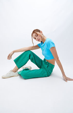Green Ultra High Waisted Fitted Flare Pants image number 4