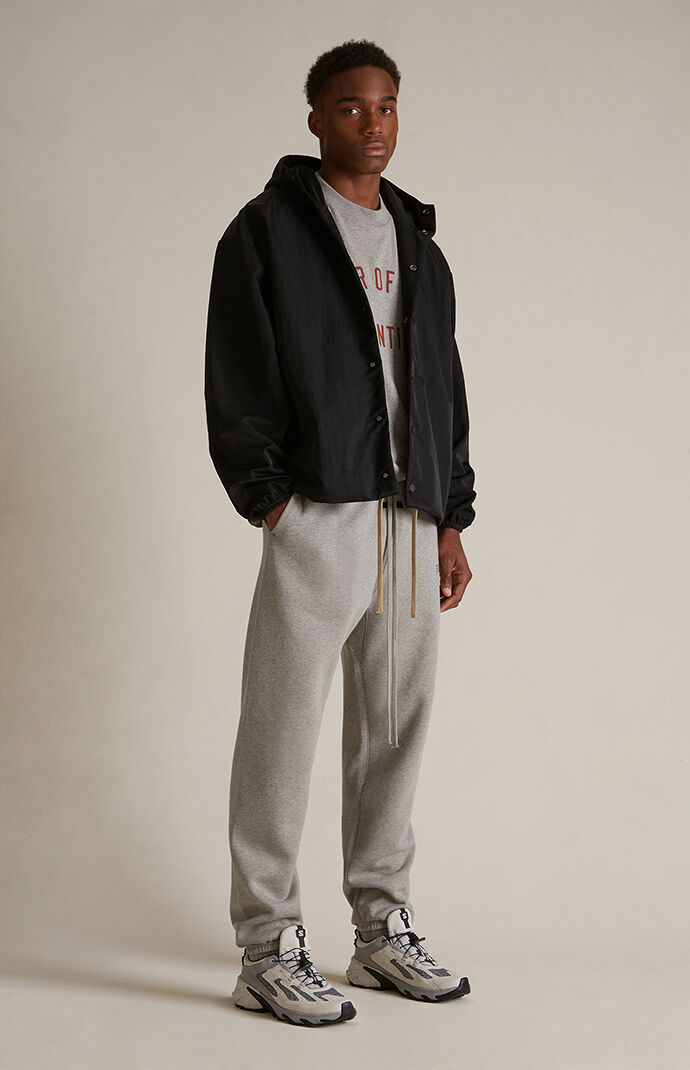 Fear of God Essentials Black Textured Nylon Hooded Jacket