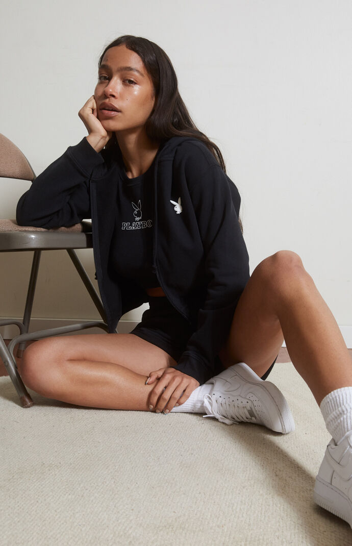 pacsun cropped zip up hoodie