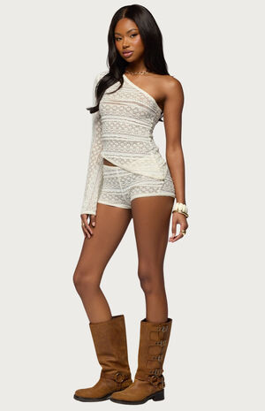 Yalena Sheer Lace Micro Shorts image number 4