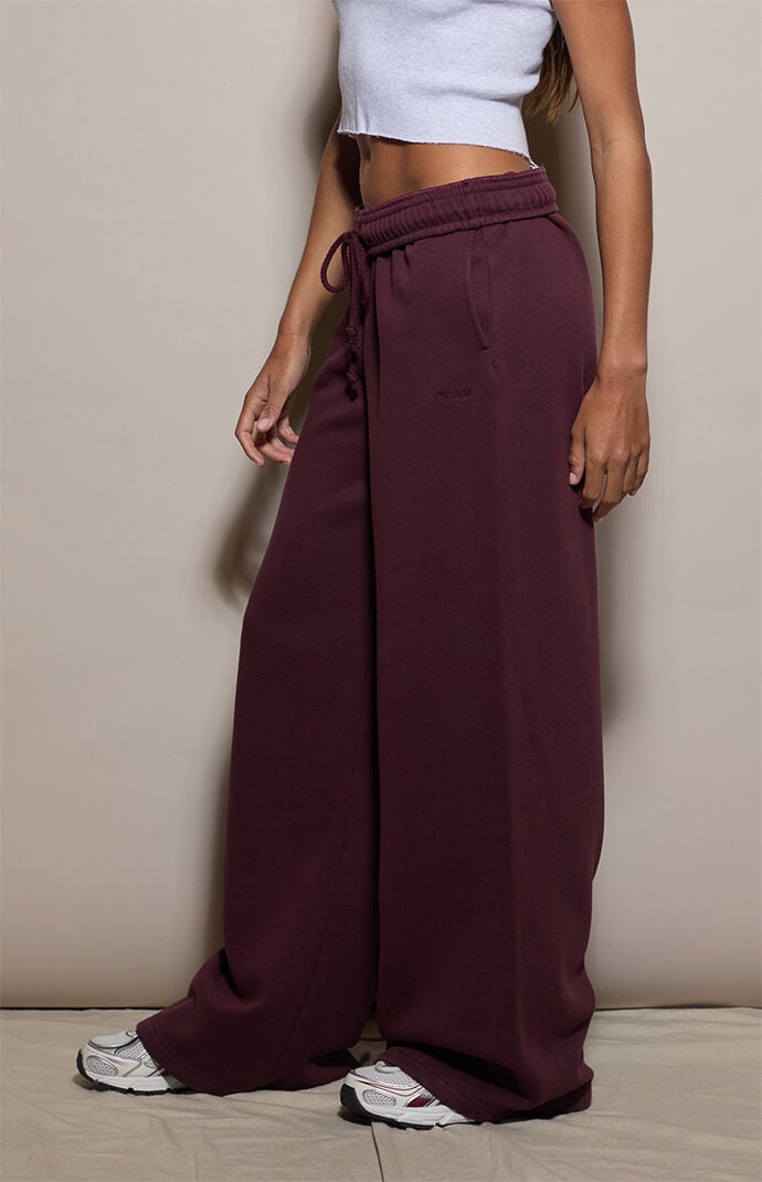 Pacsun Burgundy Ultra Soft Fleece Baggy Sweatpants