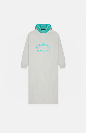 Essentials Light Heather Grey Mint Leaf Hooded Dress image number 1