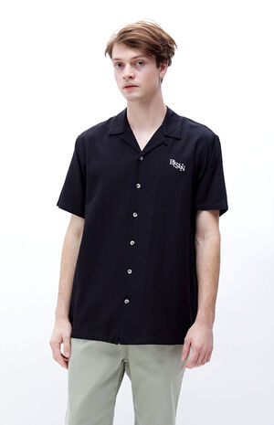 Jet Black Embroidered Camp Shirt image number 1