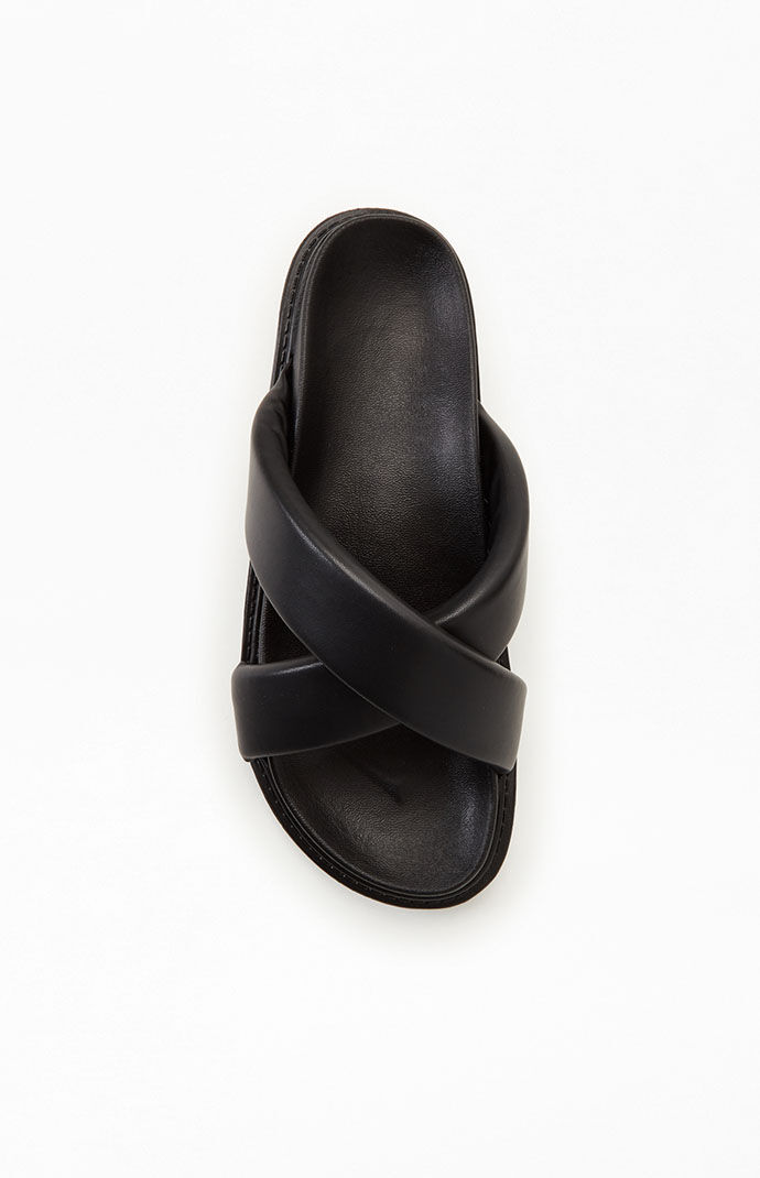 Criss cross sale leather slides