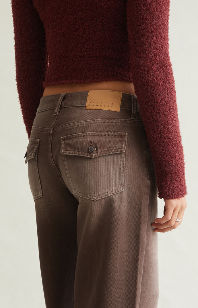 Pacsun Casey Low Rise Baggy Jeans Button Pocket Brown | PacSun