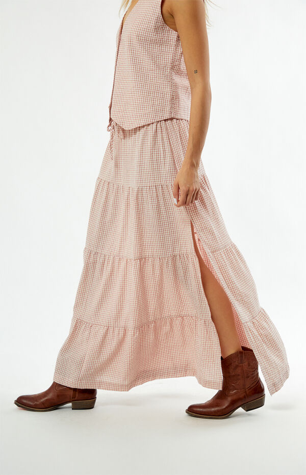 Rhythm Lola Checked Tiered Maxi Skirt