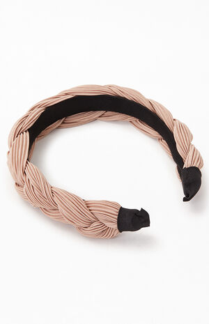 Beige Braided Satin Headband image number 3