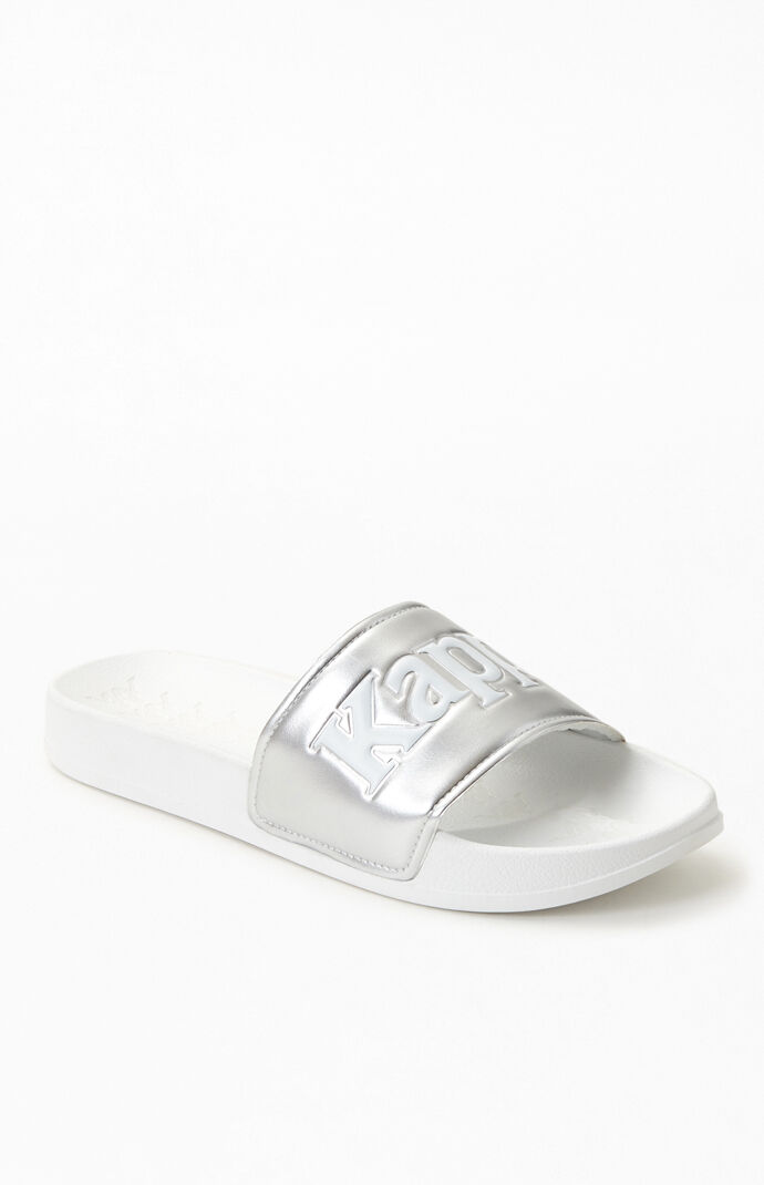 White & Silver 222 Banda Adam 9 Slide Sandals