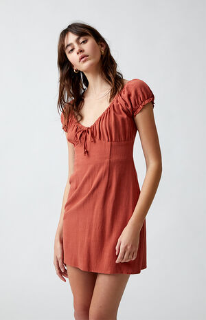 Tie Front Linen Mini Dress image number 1
