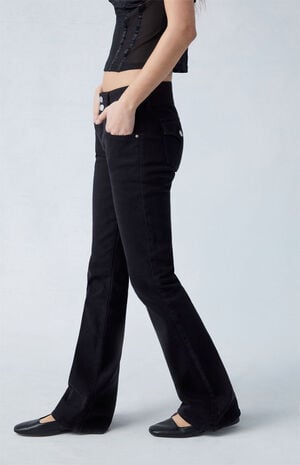 Black Stretch Low Rise Bootcut Jeans image number 3