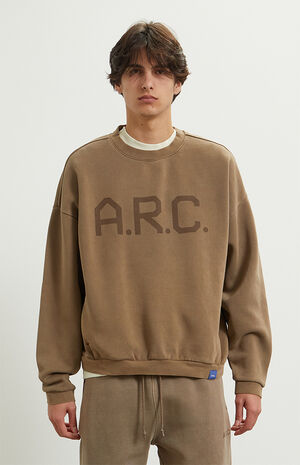 Brown Vintage Wash Heavyweight Fleece Crew Neck Sweatshirt image number 2