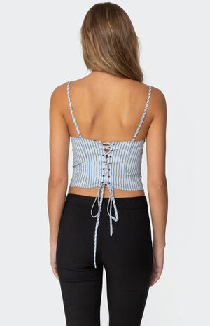 Lois Lace Up Pinstripe Corset image number 5