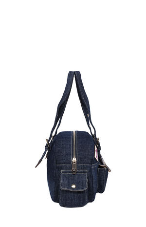 Dark Denim Multi Patch Satchel Bag image number 5