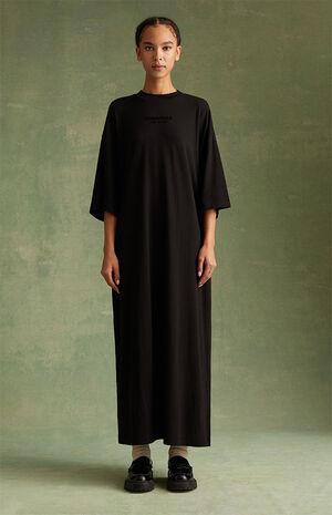 Women's Jet Black 3/4 Sleeve T-Shirt Dress image number 1