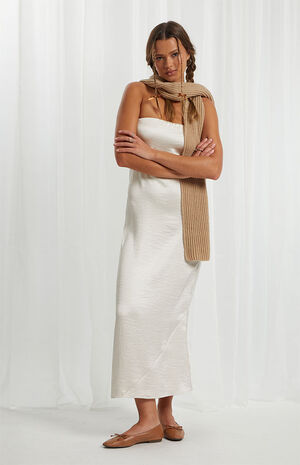 Satin Strapless Midi Dress image number 3