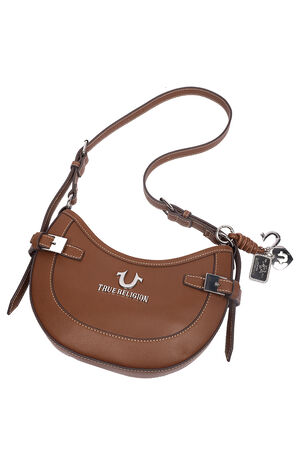Brown Blake Smooth Belted Hobo Bag image number 9