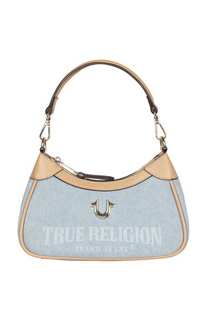 Blair Denim and Faux Leather Shoulder Bag image number 9