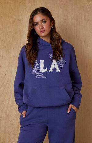 LA Chainstitched Floral Oversized Hoodie