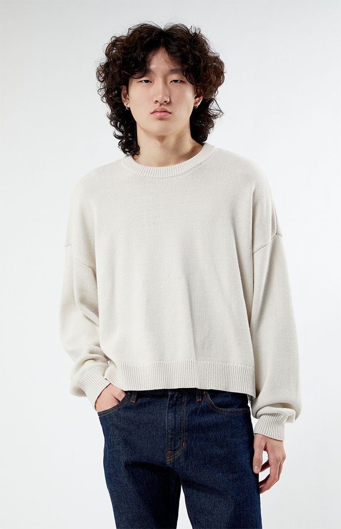 PacSun Oatmeal Cropped Sweater PacSun