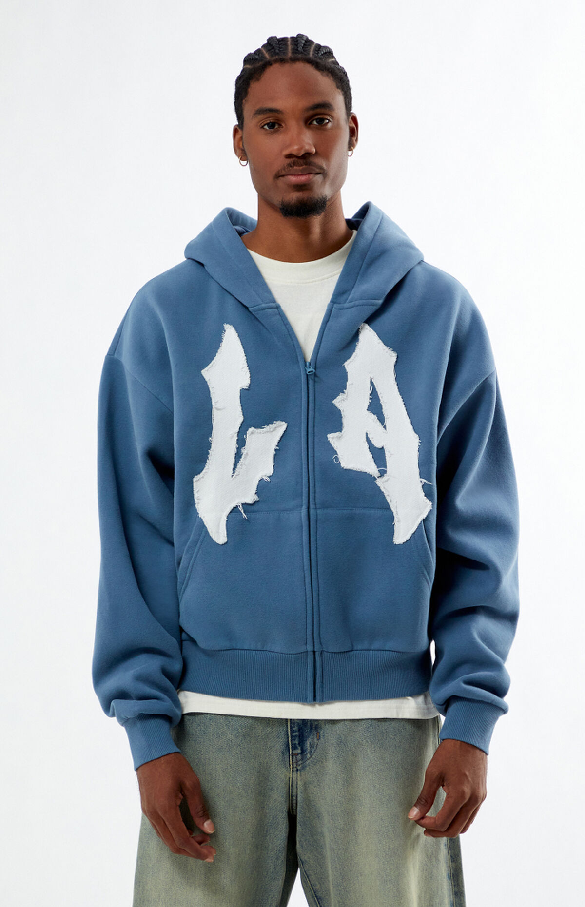 LA Raw Applique Full Zip Hoodie