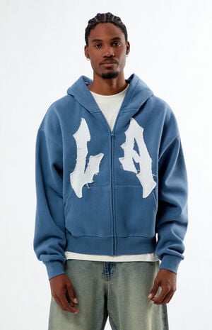 LA Raw Applique Full Zip Hoodie