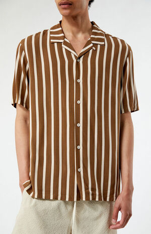 Brown Striped Camp Shirt image number 2