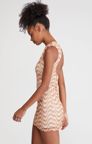 Daisy Street Brown Printed Mesh Backless Mini Dress | Pacsun