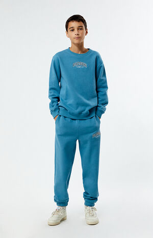 Blue Embroidered Crew Neck Sweatshirt image number 4