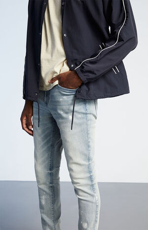 Eco Light Wash Painted Stacked Skinny Comfort Stretch Jeans image number 2